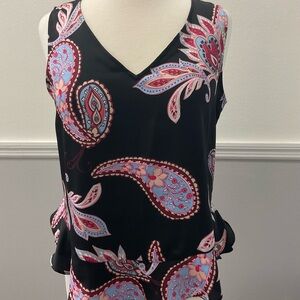 Nanette Lepore Black and Pink Paisley Tank Top